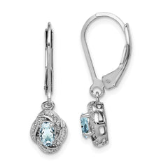 QBE12MAR Sterling Silver Rhodium-plated Diam. & Aquamarine Earrings