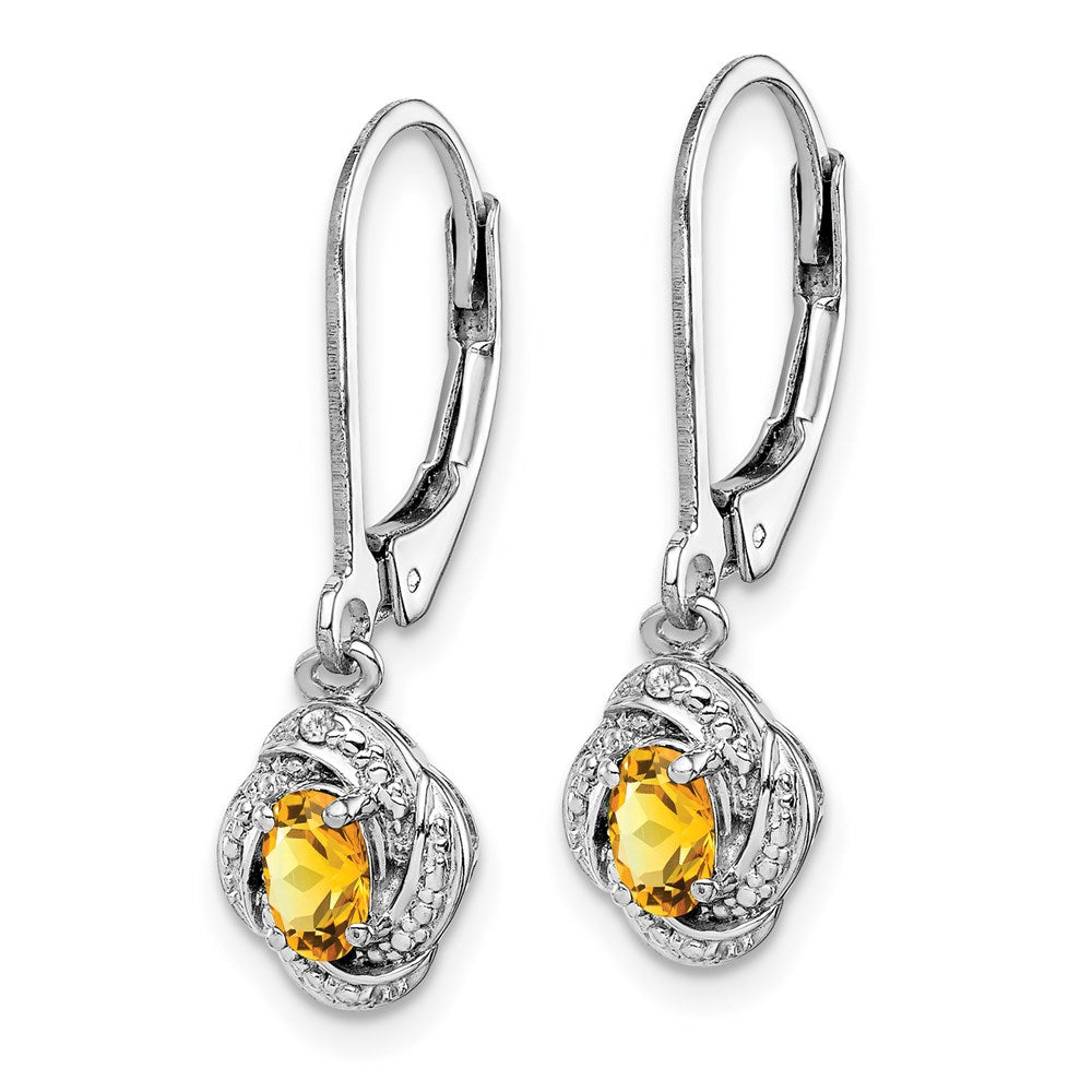QBE12NOV Sterling Silver Rhodium-plated Diam. & Citrine Earrings