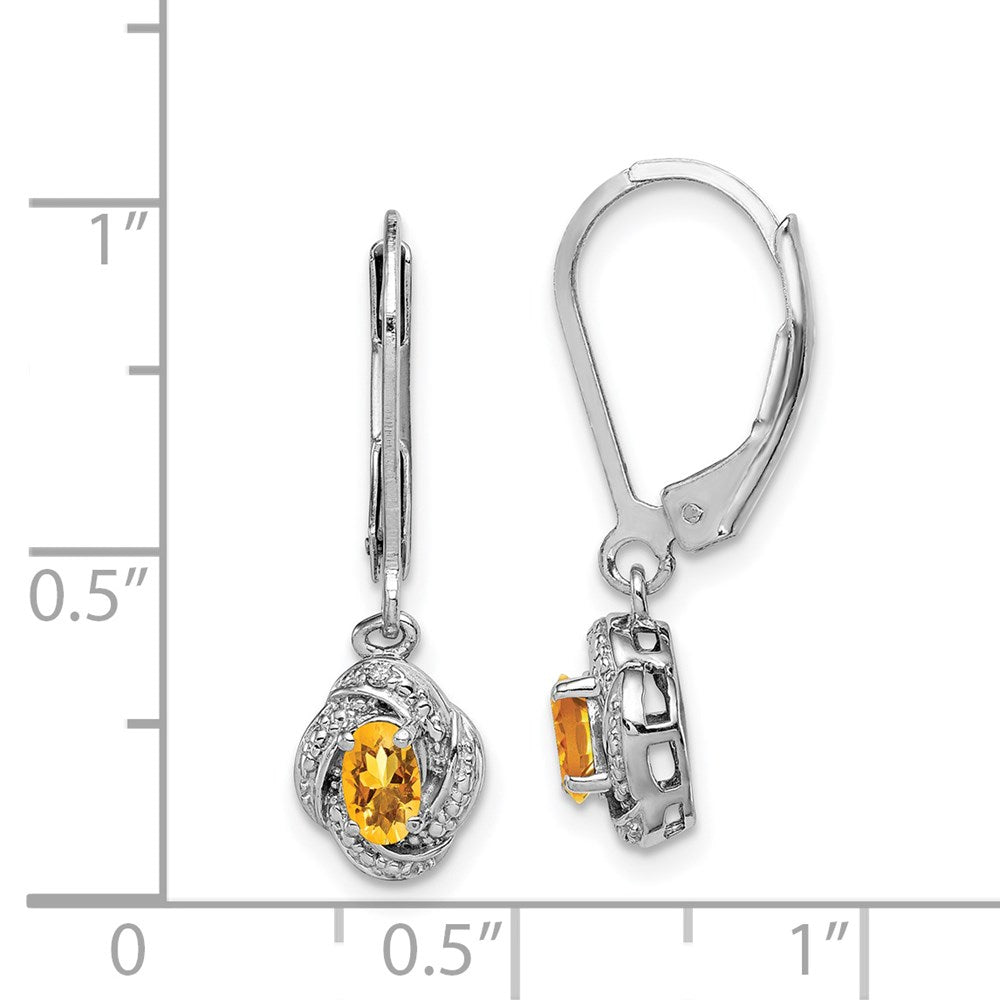 QBE12NOV Sterling Silver Rhodium-plated Diam. & Citrine Earrings