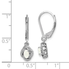 QBE12OCT Sterling Silver Rhodium-plated Diam. & Created Opal Earrings