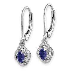 QBE12SEP Sterling Silver Rhodium-plated Diam. & Created Sapphire Earrings