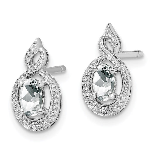 QBE18APR Sterling Silver Rhodium-plated White Topaz & Diam. Earrings