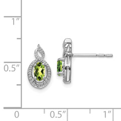 QBE18AUG Sterling Silver Rhodium-plated Peridot & Diam. Earrings