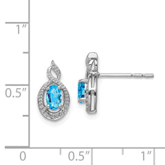 QBE18DEC Sterling Silver Rhodium-plated Light Swiss Blue Topaz & Diam. Earrings
