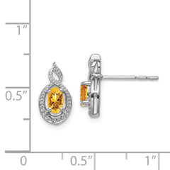 QBE18NOV Sterling Silver Rhodium-plated Citrine & Diam. Earrings