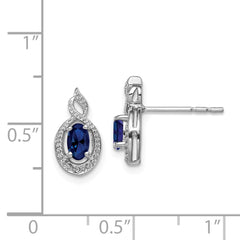 QBE18SEP Sterling Silver Rhodium-plated Created Sapphire & Diam. Earrings