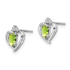 QBE19AUG Sterling Silver Rhodium-plated Peridot & Diam. Earrings