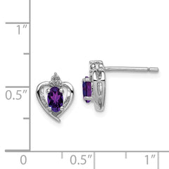 QBE19FEB Sterling Silver Rhodium-plated Amethyst & Diam. Earrings
