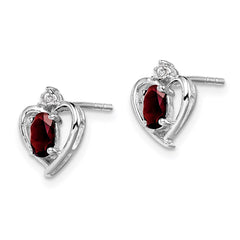 QBE19JAN Sterling Silver Rhodium-plated Garnet & Diam. Earrings