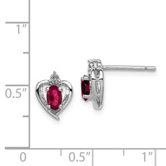 QBE19JUL Sterling Silver Rhodium-plated Created Ruby & Diam. Earrings