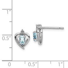 QBE19MAR Sterling Silver Rhodium-plated Aquamarine & Diam. Earrings