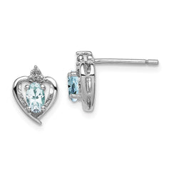QBE19MAR Sterling Silver Rhodium-plated Aquamarine & Diam. Earrings
