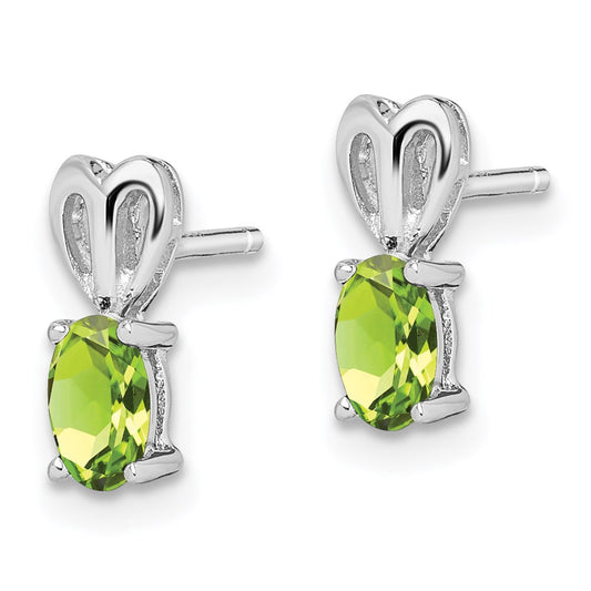 QBE20AUG Sterling Silver Rhodium-plated Peridot Earrings
