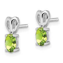 QBE20AUG Sterling Silver Rhodium-plated Peridot Earrings