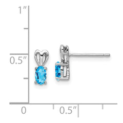 QBE20DEC Sterling Silver Rhodium-plated Light Swiss Blue Topaz Earrings
