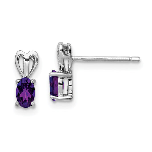 QBE20FEB Sterling Silver Rhodium-plated Amethyst Earrings
