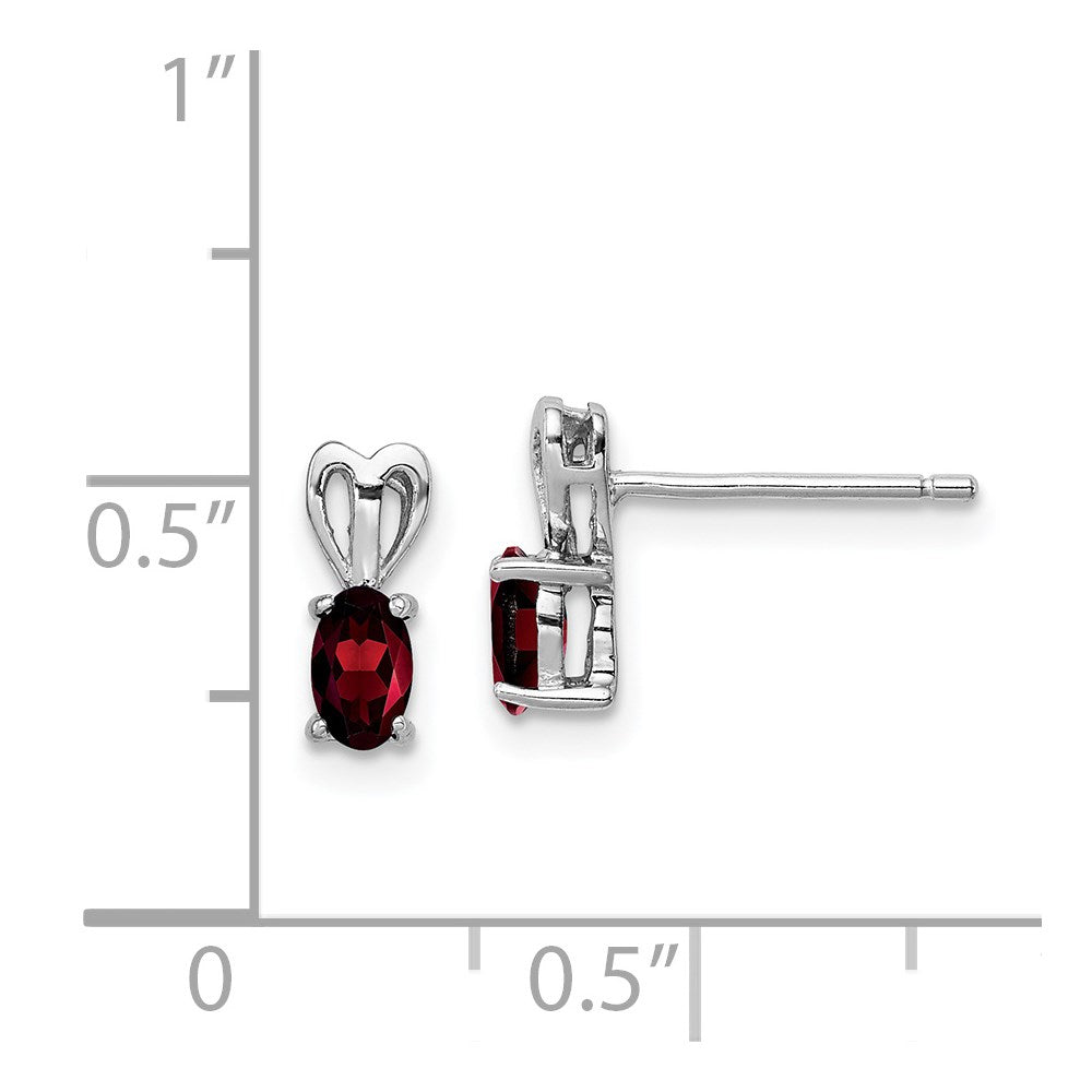 QBE20JAN Sterling Silver Rhodium-plated Garnet Earrings