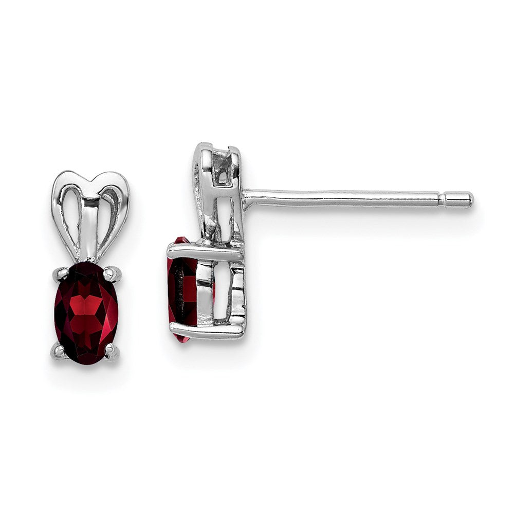 QBE20JAN Sterling Silver Rhodium-plated Garnet Earrings