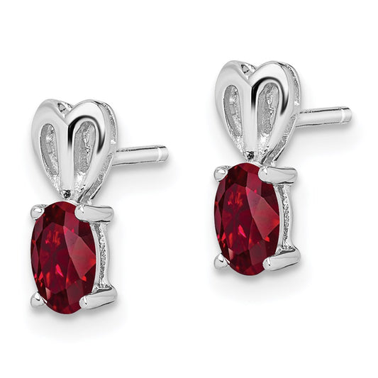 QBE20JUL Sterling Silver Rhodium-plated Created Ruby Earrings