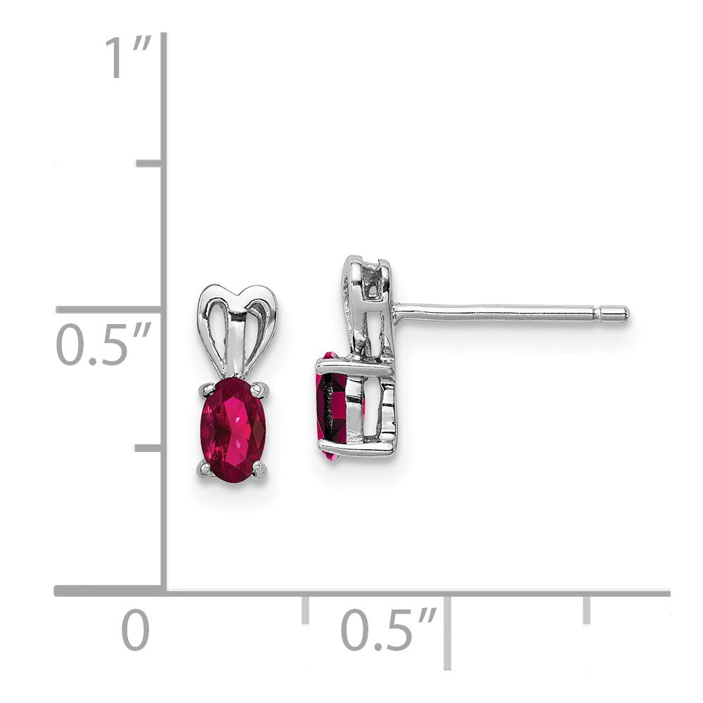 QBE20JUL Sterling Silver Rhodium-plated Created Ruby Earrings