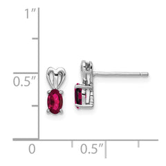 QBE20JUL Sterling Silver Rhodium-plated Created Ruby Earrings