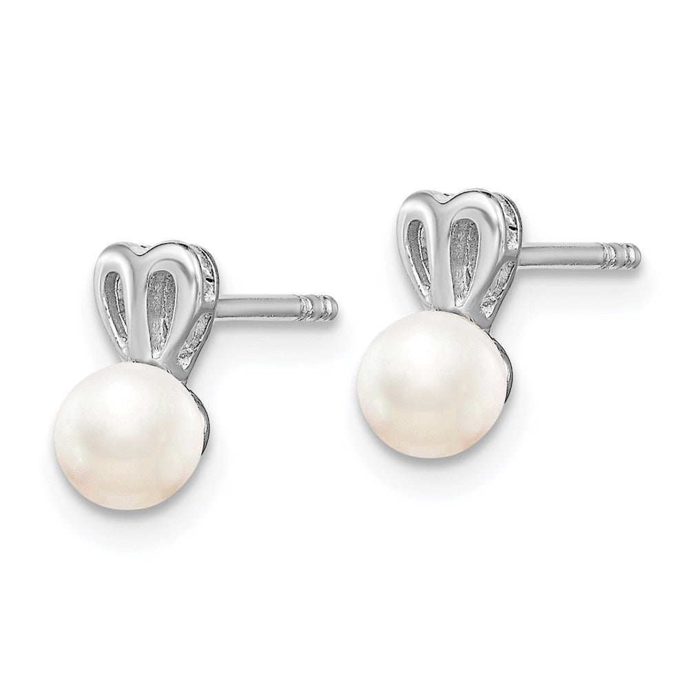 QBE20JUN Sterling Silver Rhodium-plated FW Cultured Pearl Earrings