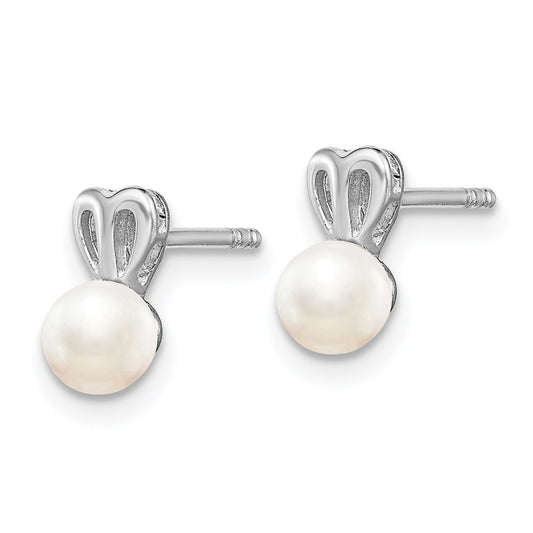 QBE20JUN Sterling Silver Rhodium-plated FW Cultured Pearl Earrings