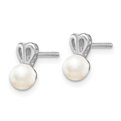 QBE20JUN Sterling Silver Rhodium-plated FW Cultured Pearl Earrings