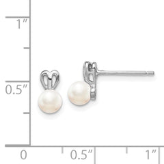 QBE20JUN Sterling Silver Rhodium-plated FW Cultured Pearl Earrings