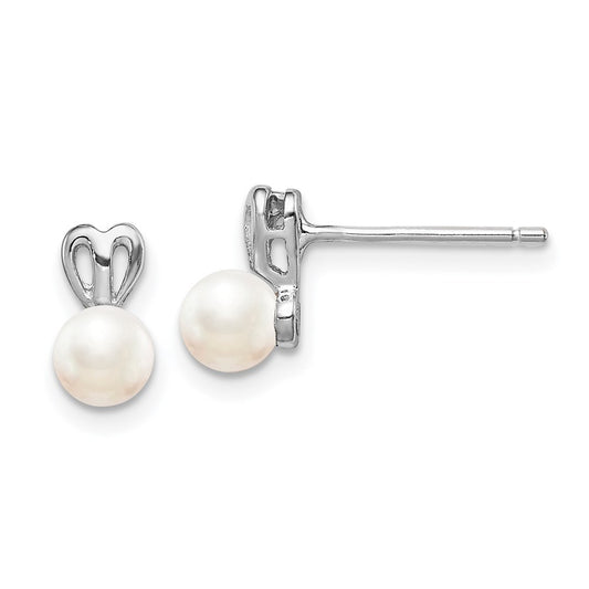 QBE20JUN Sterling Silver Rhodium-plated FW Cultured Pearl Earrings