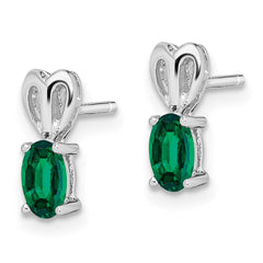 QBE20MAY Sterling Silver Rhodium-plated Created Emerald Earrings