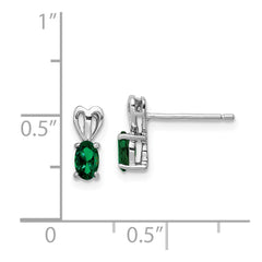 QBE20MAY Sterling Silver Rhodium-plated Created Emerald Earrings
