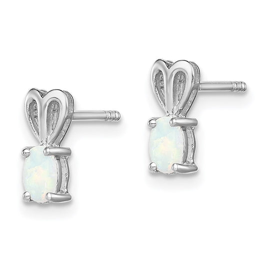 QBE20OCT Sterling Silver Rhodium-plated Created Opal Earrings