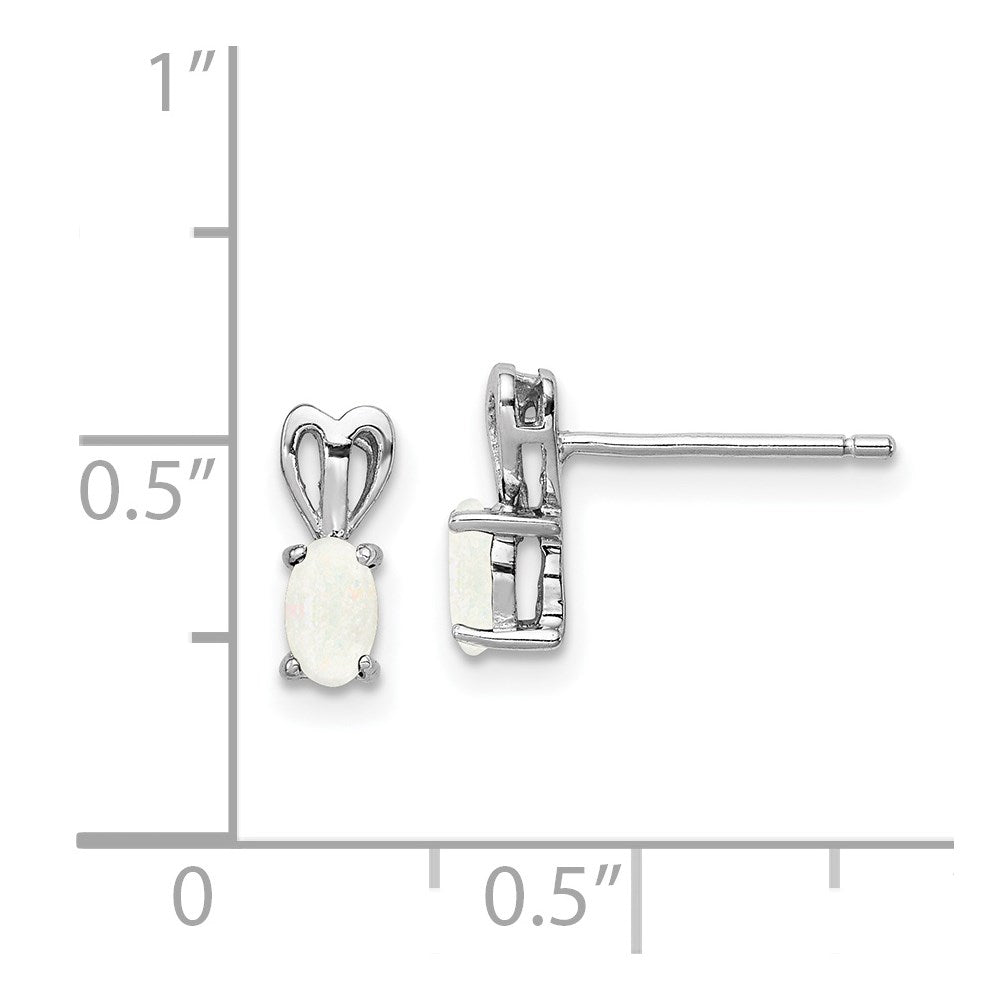 QBE20OCT Sterling Silver Rhodium-plated Created Opal Earrings