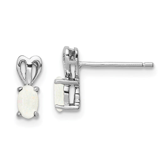 QBE20OCT Sterling Silver Rhodium-plated Created Opal Earrings