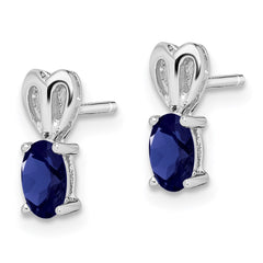 QBE20SEP Sterling Silver Rhodium-plated Created Sapphire Earrings