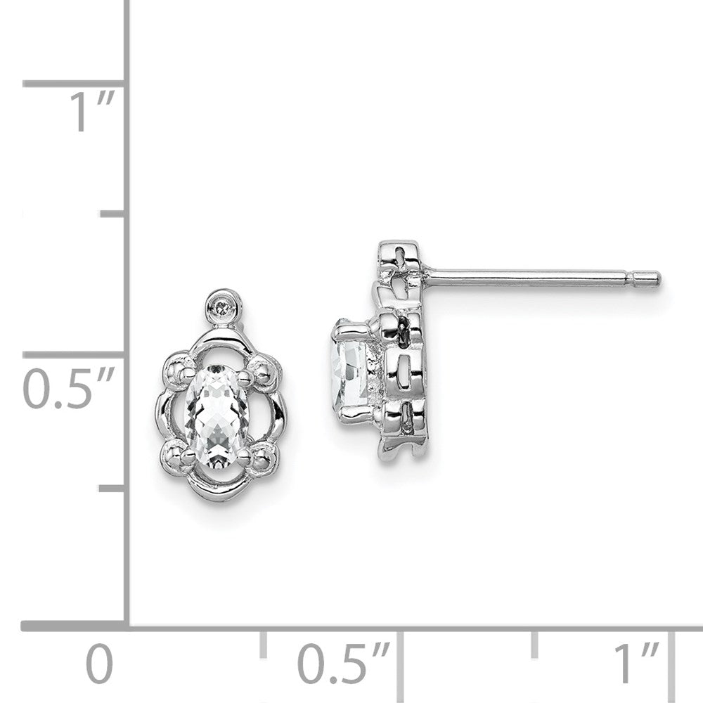 QBE21APR Sterling Silver Rhodium-plated White Topaz & Diam. Earrings
