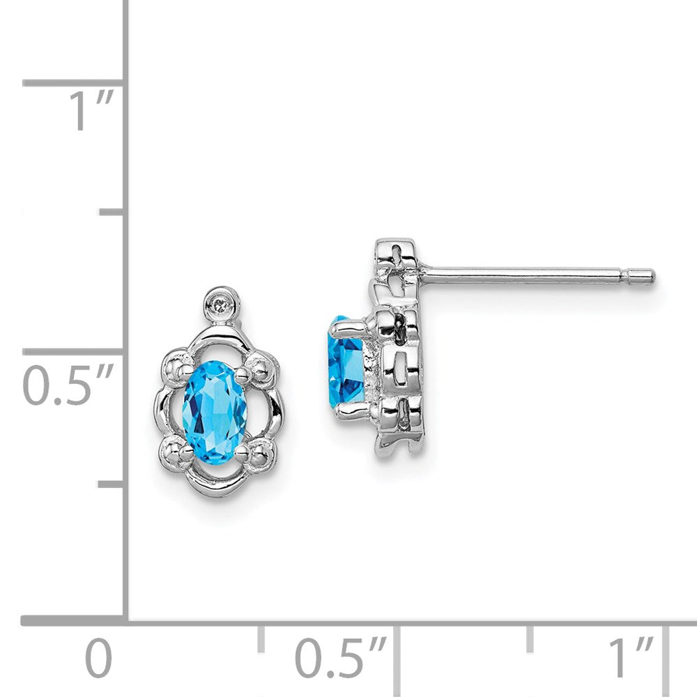 QBE21DEC Sterling Silver Rhodium-plated Light Swiss Blue Topaz & Diam. Earrings