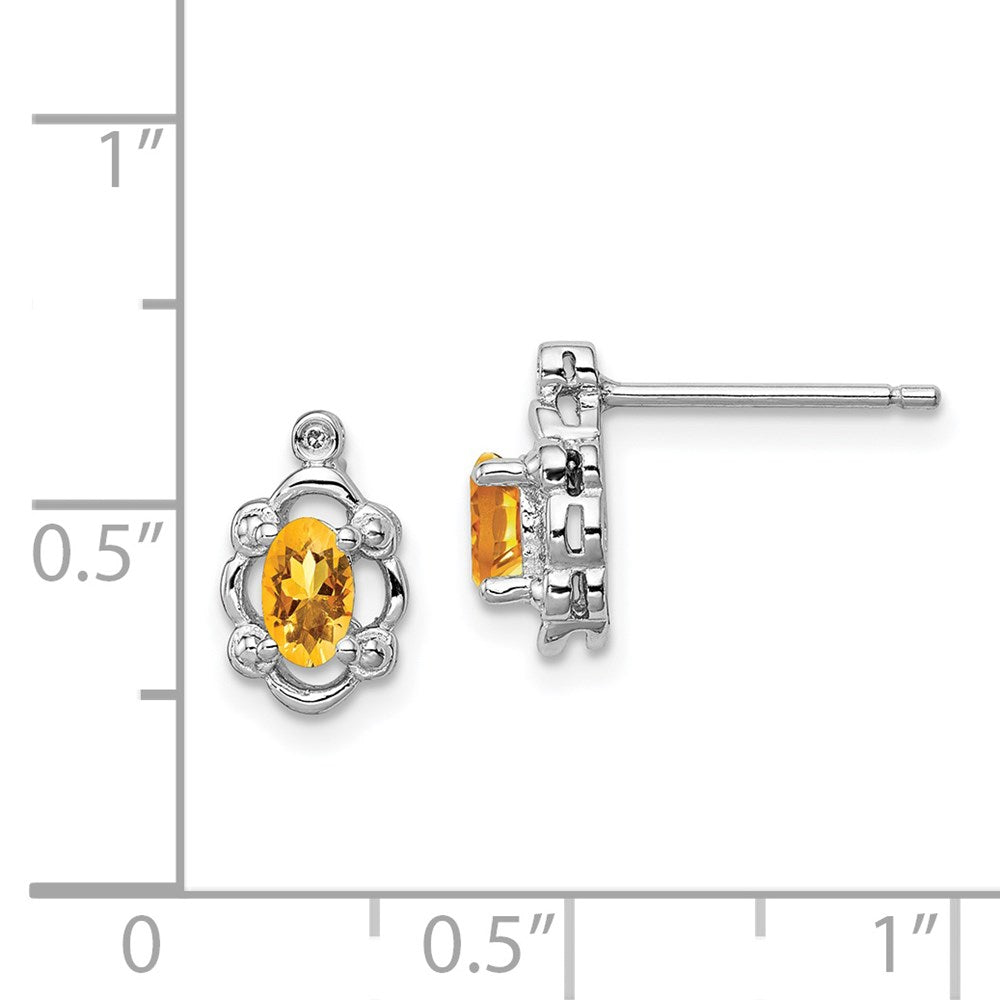QBE21NOV Sterling Silver Rhodium-plated Citrine & Diam. Earrings