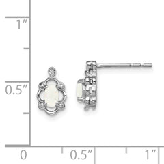 QBE21OCT Sterling Silver Rhodium-plated Created Opal & Diam. Earrings