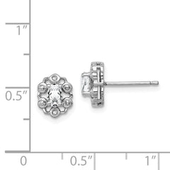 QBE22APR Sterling Silver Rhodium-plated White Topaz & Diam. Earrings