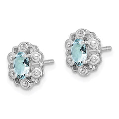 QBE22MAR Sterling Silver Rhodium-plated Aquamarine & Diam. Earrings