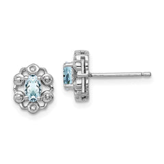 QBE22MAR Sterling Silver Rhodium-plated Aquamarine & Diam. Earrings