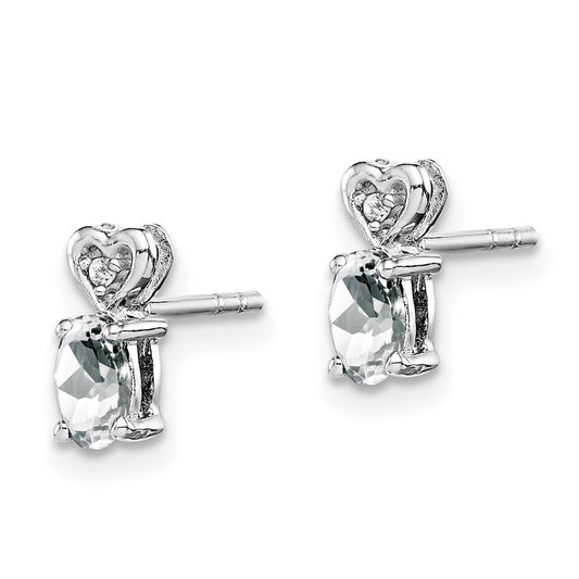 QBE23APR Sterling Silver Rhodium-plated White Topaz & Diam. Earrings