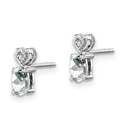 QBE23APR Sterling Silver Rhodium-plated White Topaz & Diam. Earrings
