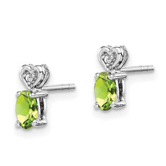 QBE23AUG Sterling Silver Rhodium-plated Peridot & Diam. Earrings