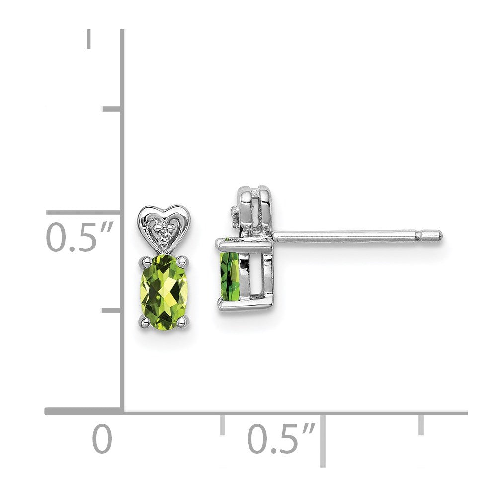 QBE23AUG Sterling Silver Rhodium-plated Peridot & Diam. Earrings