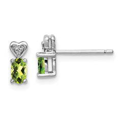 QBE23AUG Sterling Silver Rhodium-plated Peridot & Diam. Earrings