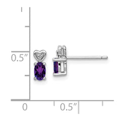 QBE23FEB Sterling Silver Rhodium-plated Amethyst & Diam. Earrings