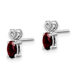 QBE23JAN Sterling Silver Rhodium-plated Garnet & Diam. Earrings